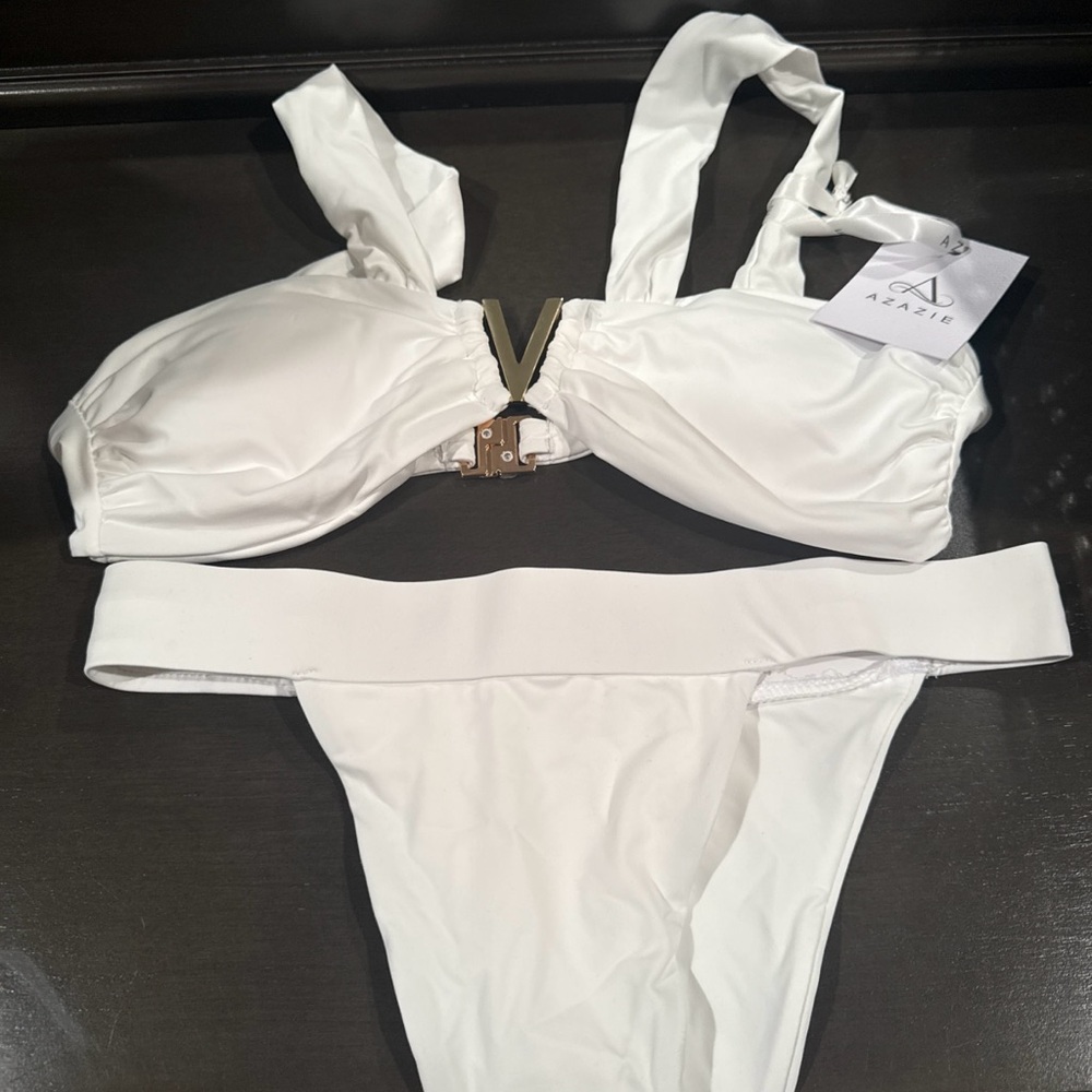 Azazie White Bathing suit size small brand new in package